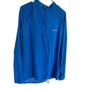 Columbia Mens Blue Omni-Shade Thumbhole 1/4 Zip Long Sleeve Shirt 2XL